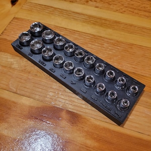 20-Slot-Sockel-Organizer-Halter für 1/2 &quot;bis 5/32&quot; & 12 mm bis 4 mm-Sockel - Langlebige Werkzeugaufbewahrung für Mechaniker, Heimwerker - Kompaktes Gestell