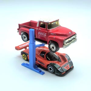 5 PC Blue Hot Wheels Car Lift Stand -2-Post Garage Display Rack for Diecast Cars - Unique Hot Wheels Collector Gift -Miniature Mechanic Lift