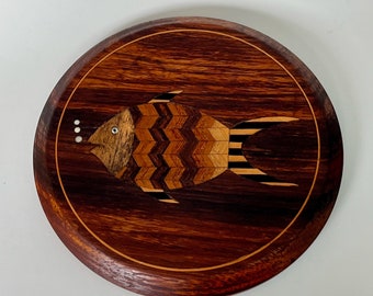 Vintage Wooden Inlay Fish Wall Art