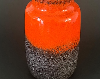 MCM West Germany Lava Vase 1960s Orange Black