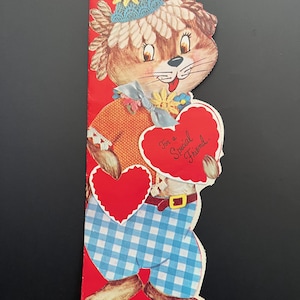 Vintage MCM St Valentine's Day Card Grande inutilizzato antropomorfo gatto cane