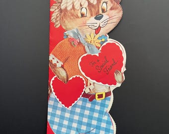 MCM St Valentinstag Karte Großer unbenutzter Anthropomorpher Katzen Hund