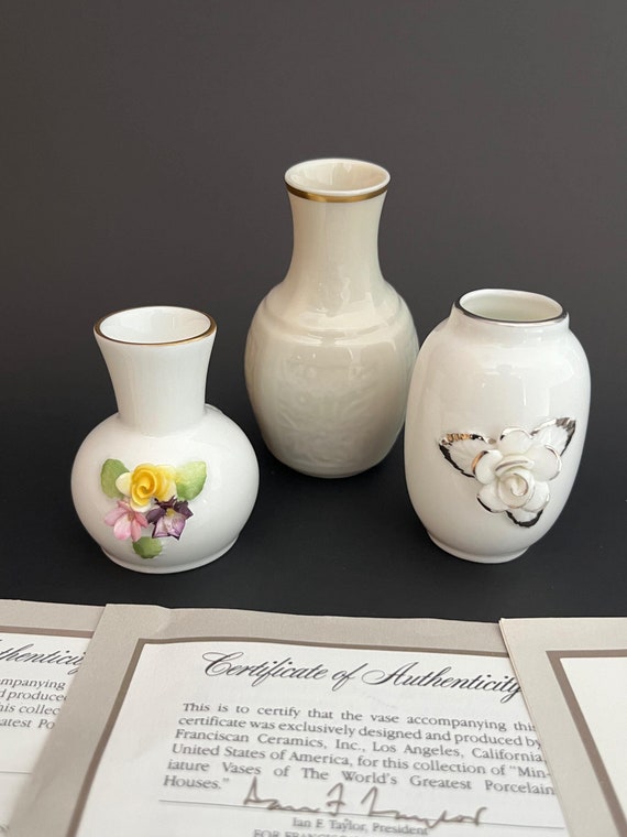 Coalportミニ花器 ヴィンテージのミニチュア磁器製つぼみ花瓶：コールポート、フランシス