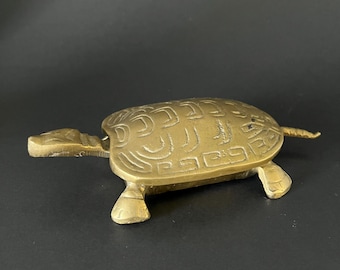 Vintage Brass Turtle Trinket Box Ashtray | Animal Figurine | Mid Century Inspired Decor | Collectible