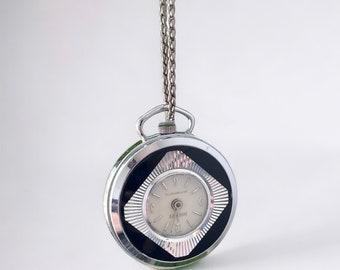 Vintage 1960s Norbee Art Deco Antimagnetic Watch Necklace, Swiss Made