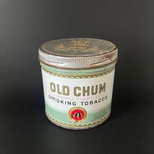 Vintage Old Chum Tobacco Tin | Antique Tobacco Advertising Tin | Rustic Farmhouse Decor | Collectible Tobacciana