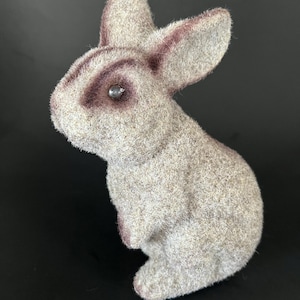 Vintage Flocked Brown Bunny Coin Bank Figurine 1960