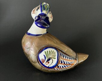 Vintage Tonala Copper Duck Figurine | Mexican Folk Art Rustic Accent Decor