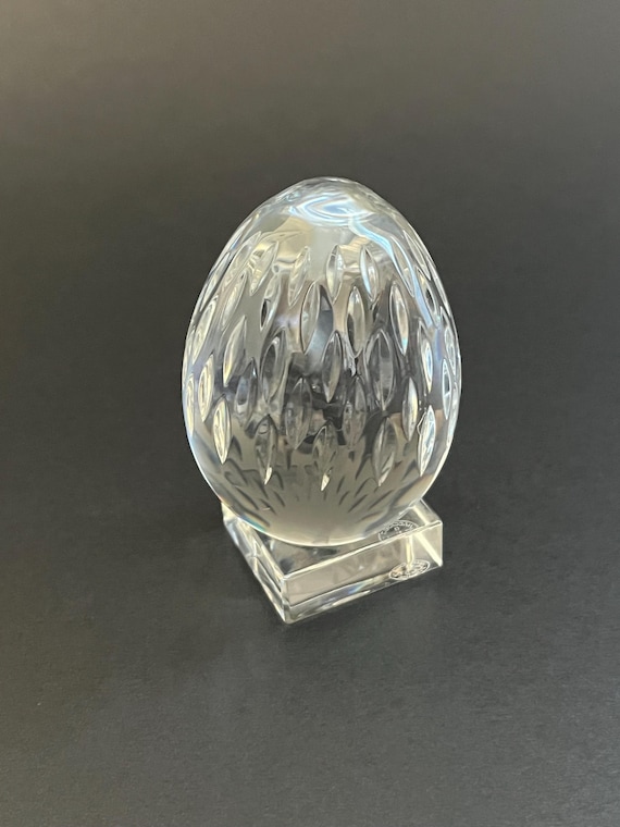 Signed Baccarat Crystal Egg with Stand | Vintage French Crystal | European Luxury Art Glass Collectible