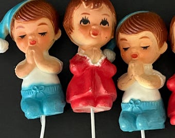 Vintage-Tortenfiguren betender Kinder, 5er-Set | Retro-Babyfiguren | Tortendekoration