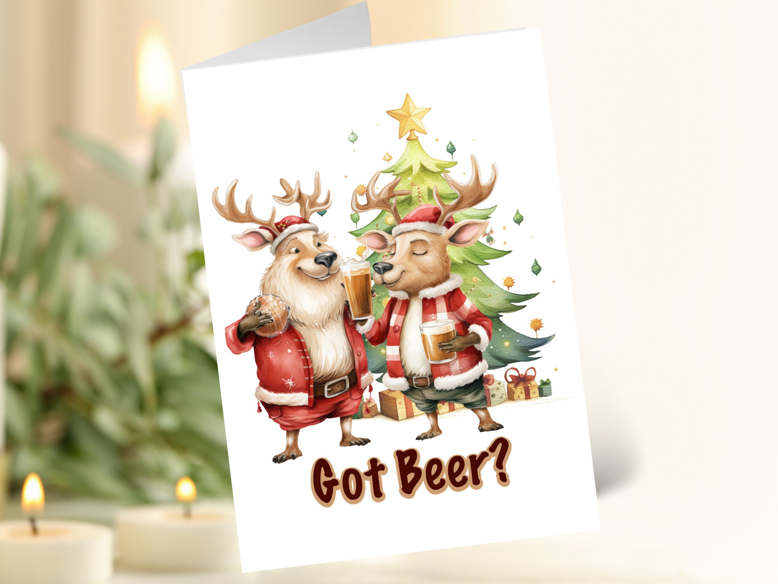 Funny Reindeer Got Beer Printable Christmas Card,funny Christmas Card ...