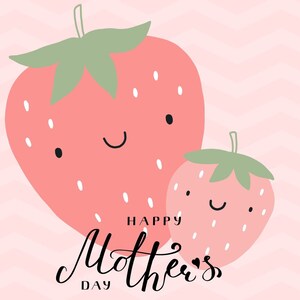 Printable Cute Strawberry Mother's Day Card, Happy Mother's Day, Instant Download Mother's Day ...
