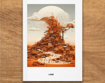 Futuristic City Illustration Hardcover Journal, Matte Finish, Exclusive Lome, Togo Artwork Design