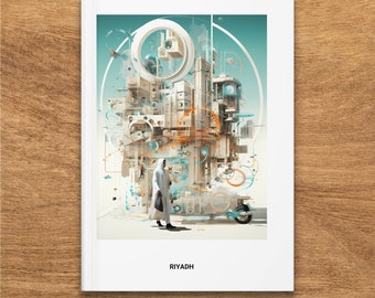 Riyadh, Saudi Arabia Futuristic City Art Hardcover Journal, Matte Finish, Unique Travel-inspired Sketchbook