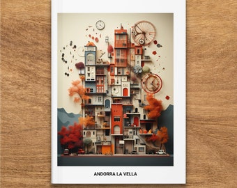 Andorra La Vella Themed Hardcover Journal, Autumn Inspired Cityscape, Unique Matte Finish Gift
