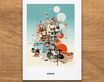 Asmara Eritrea Art Inspired Hardcover Journal, Matte Finish, Urban Abstract Design, Unique Cityscape Notebook