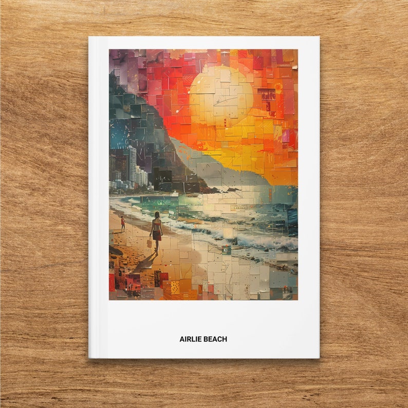 Airlie Beach Australia Abstract Cityscape Hardcover Journal, matte afwerking, kleurrijk notitieboek voor reizigers en schrijvers afbeelding 1