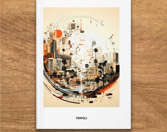 Abstract Tripoli Cityscape Hardcover Journal, Unique Artistic Design, Matte Finish, Perfect for Notes and Sketching