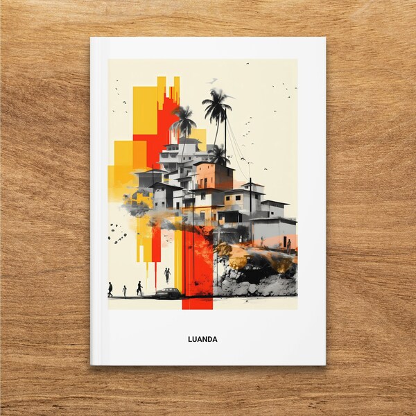 Colorful Abstract Luanda Skyline Hardcover Journal, Artistic Urban Scene Angola Gift