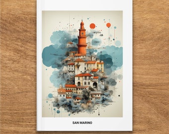 San Marino Cityscape Art Hardcover Journal, Matte Finish, Uniek reisgeïnspireerd notitieboekje, Italië