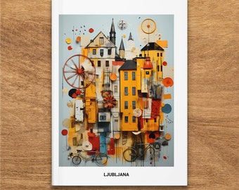 Ljubljana Slovenia Cityscape Art Hardcover Journal, Unique Travel-Inspired Notebook, Matte Finish