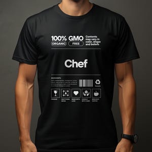 Chef Ingredients T-Shirt, Humorous Chef Gift, Organic Free, Chef Cooking Tshirt, Foodie Tee, Funny Recipe T-Shirt, Unique Gift Idea