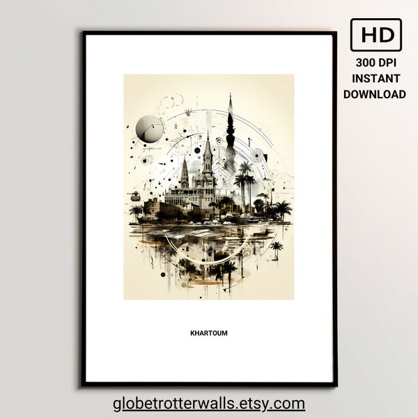 Khartoum Sudan City Poster - HD Aesthetic Travel Collage & Vintage Wall Art, Available in Multiple Sizes
