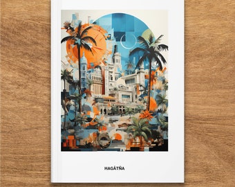 Hagåtña Guam Tropical Cityscape Art Hardcover Journal, Matte Finish, Unique Designer Notebook