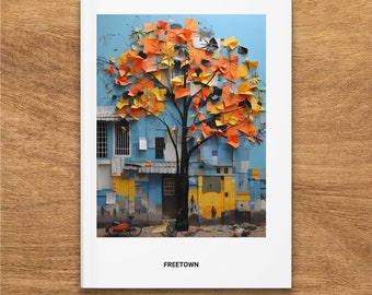 Vibrant Freetown, Sierra Leone Urban Art Hardcover Journal - Matte Finish, Colorful Windmill Design