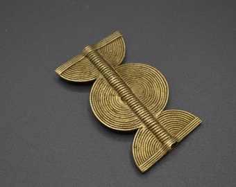 Brass Sun and Moon Connector, Authentic Large Flat African Ethiopian Brass Coin, Baoulé Beads, Tribal Bead