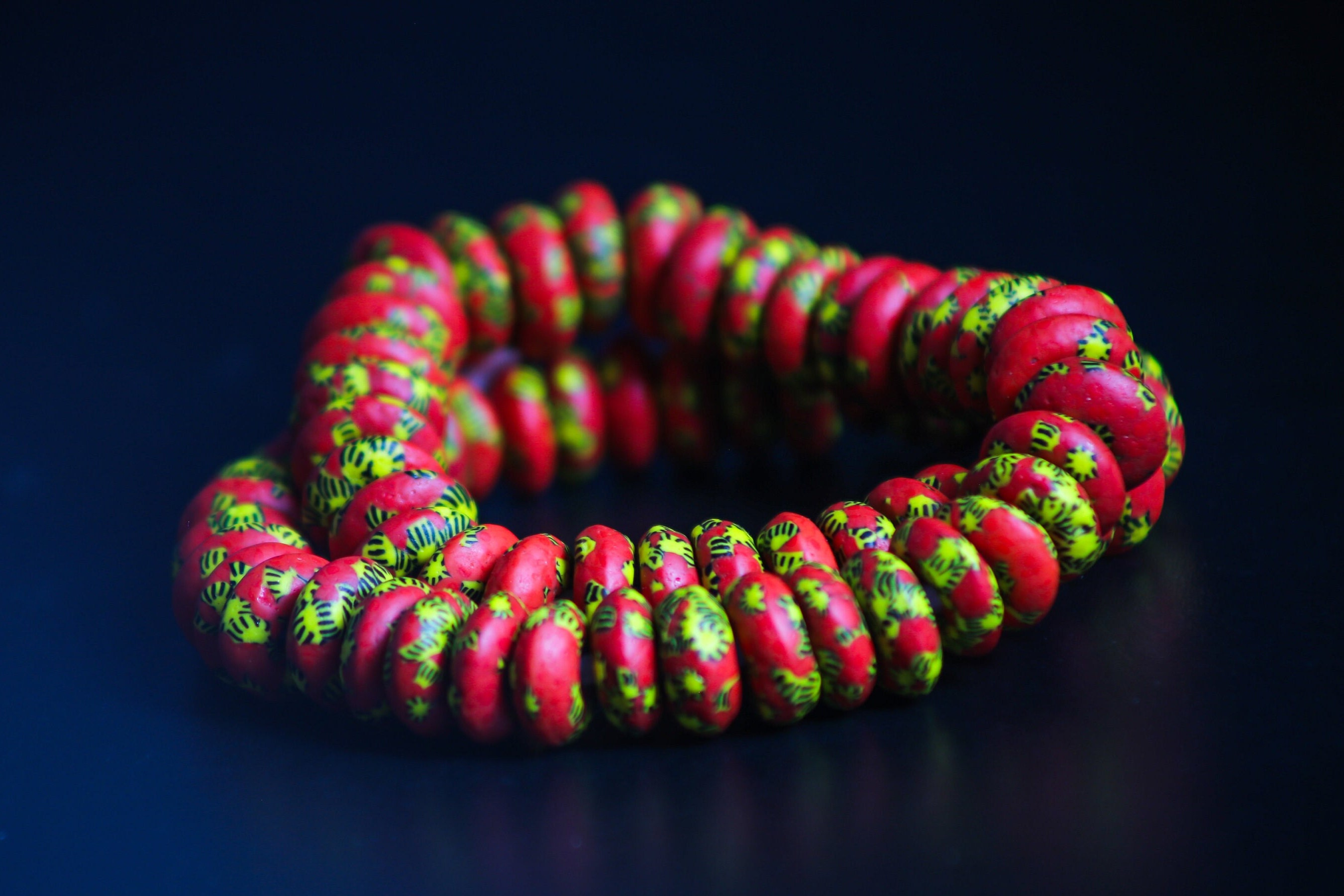 African beads, colorful recycled glass beads, spacer beads, ethnic beads, Ghanaian beads, jewelry making.