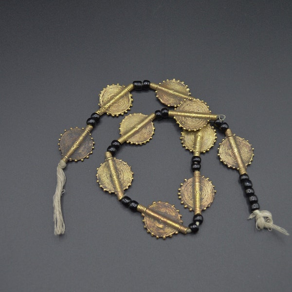 Brass sun beads, Baoulé beads, large bead, lost wax cast, African metal beads, Ghana brass beads, tribal bead
