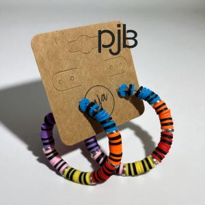 Teacher Crayon Earrings: Polymer Clay Heishi Bead Hoops
