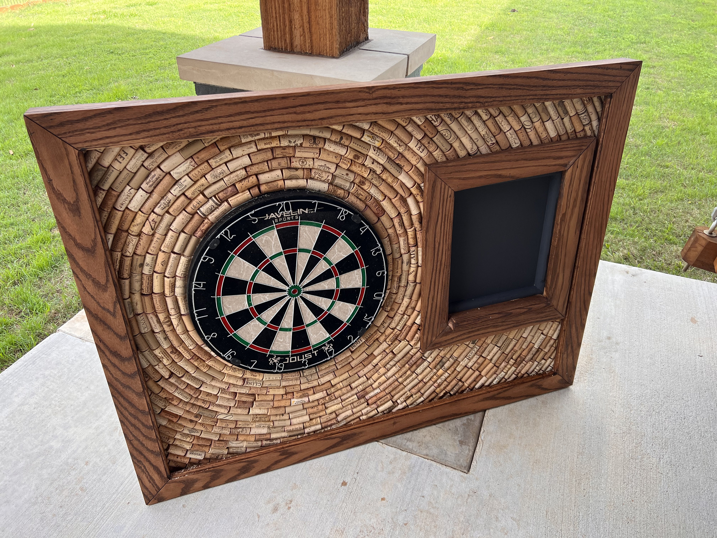 Wine Cork Dart Board Backerboard With Scoreboard in Finished With Oak