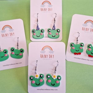 Frog Dangle Polymer Clay Earrings