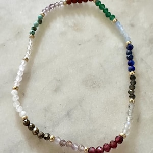 Pulseira de cristal + pedra preciosa com mapa natal personalizado