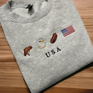 USA Embroidered Sweatshirt, United States sweatshirt, Cowboy western Sweatshirt, Patriotic Crewneck, Rodeo Embroidered customizable crewneck