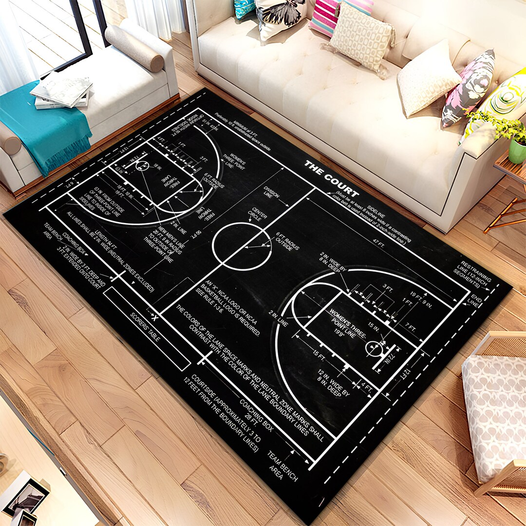 Basketball Court Rug Black Court Rug Los Angeles Lakers NBA Etsy
