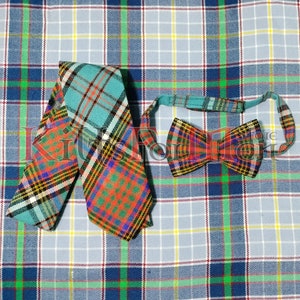 Handmade Tartan Neck Tie - Tartan Bowtie - Set of 2 Tartan Ties Available in 400+ Tartan