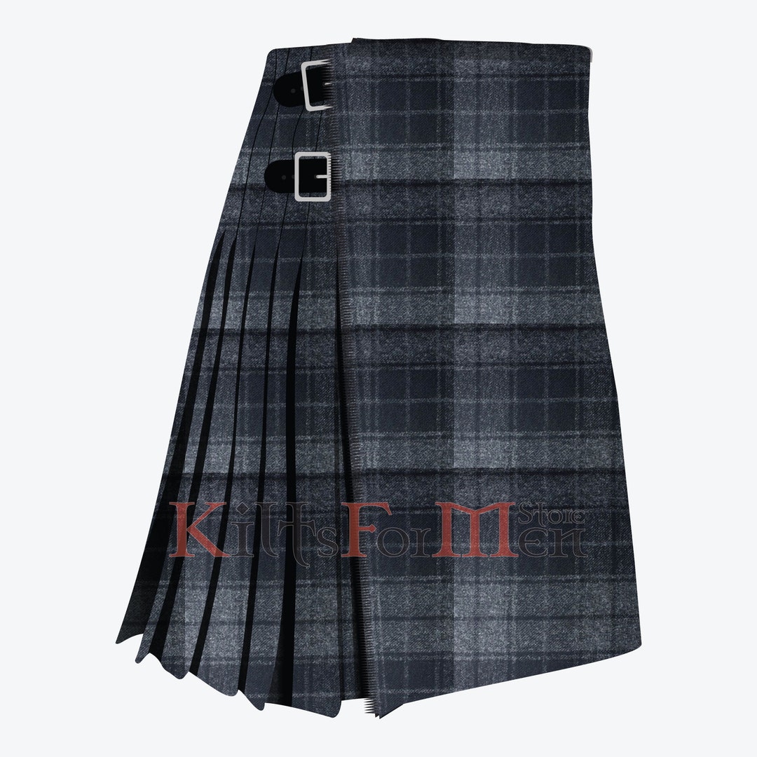 Scottish Handmade Dark Highlander 8 Yard Tartan Kilt Clan Dark