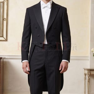 Limited Edition Vintage 1950s Black Tailcoat | Handcrafted Formal Evening Coat