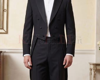 Limited Edition Vintage 1950s Black Tailcoat | Handcrafted Formal Evening Coat