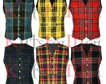 Tartan Vest Available in 400 Tartans - Scottish 5 Button Tartan Kilt Vest  | Available in All Sizes