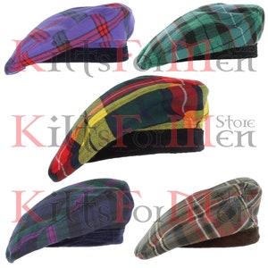 Men&#39;s Beret Available in 400 Tartans - Scottish Tartan Beret | Available in All Sizes