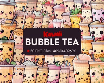 Kawaii Bubble Tea PNG Clipart | 50 Graphics (Digital Download)