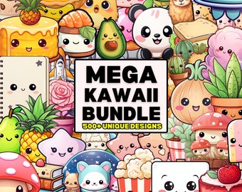 Mega Kawaii Bundle | 500 Different Graphics | Digital Kawaii PNG Bundle | Cute Kawaii Clipart Graphics | Instant Download | Commercial Use