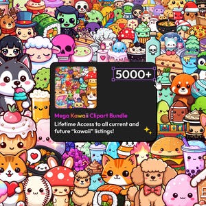Mega bundle di oltre 5000 clipart kawaii e carine - animali, cibo, festività e altro / PNG ad alta risoluzione, uso commerciale