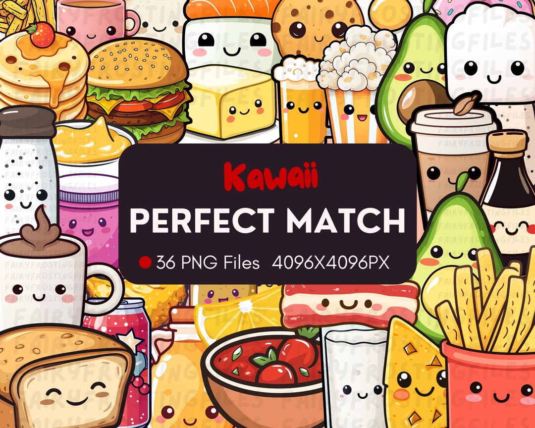 Kawaii Perfect Match | 36 Different Graphics | Digital Food Couples ...