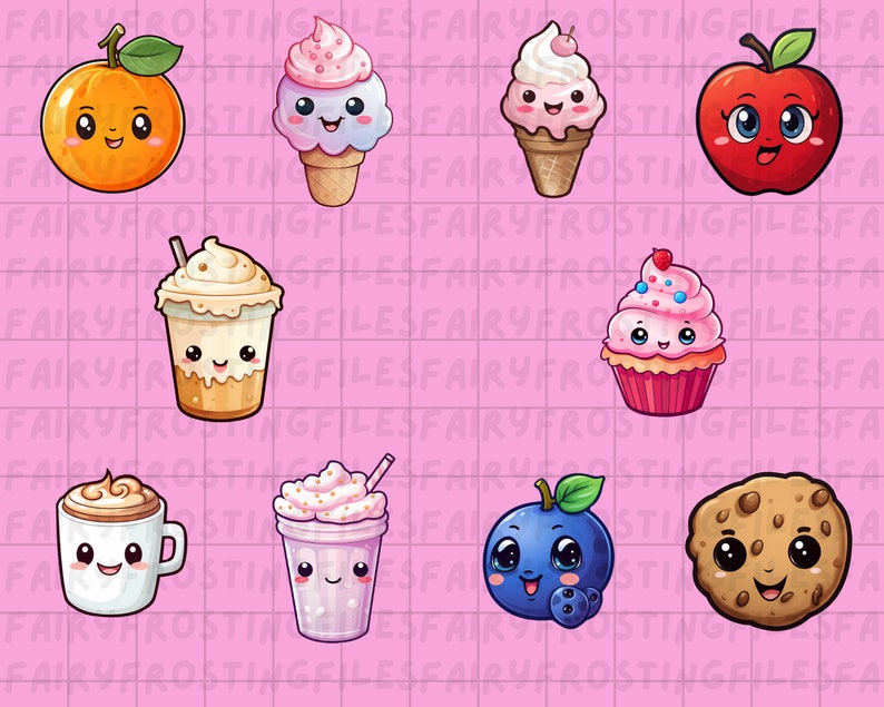 Cartoon Food, Sweet Food, Sweet Cartoon Food, Digital Download, Kawaii Food, Food With Cute Face,clipart
food
digital
cartoon
sticker
cute
kawaii
sweet
print and cut
bundle
junk food
digital file
png