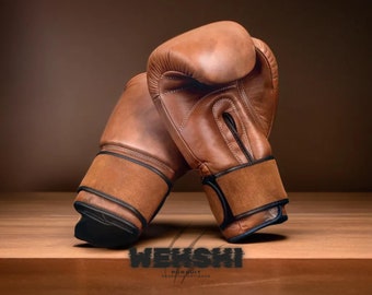 Boxhandschuhe Luxus aus Rindsleder Leder Braun | Kampfsport-Trainingshandschuhe Sparring | Schwere Boxhandschuhe für MMA | Trauzeugen Geschenk für ihn.